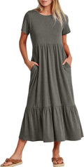 ANRABESS Womens Summer Tiered Flowy Maxi Dress - Comfortable Everyday