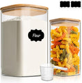 ComSaf Glass Pantry Storage Containers - Large Square Jars for Flour