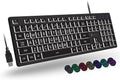 Large Print Backlit Keyboard for Seniors - Easy-See Wired Keyboard