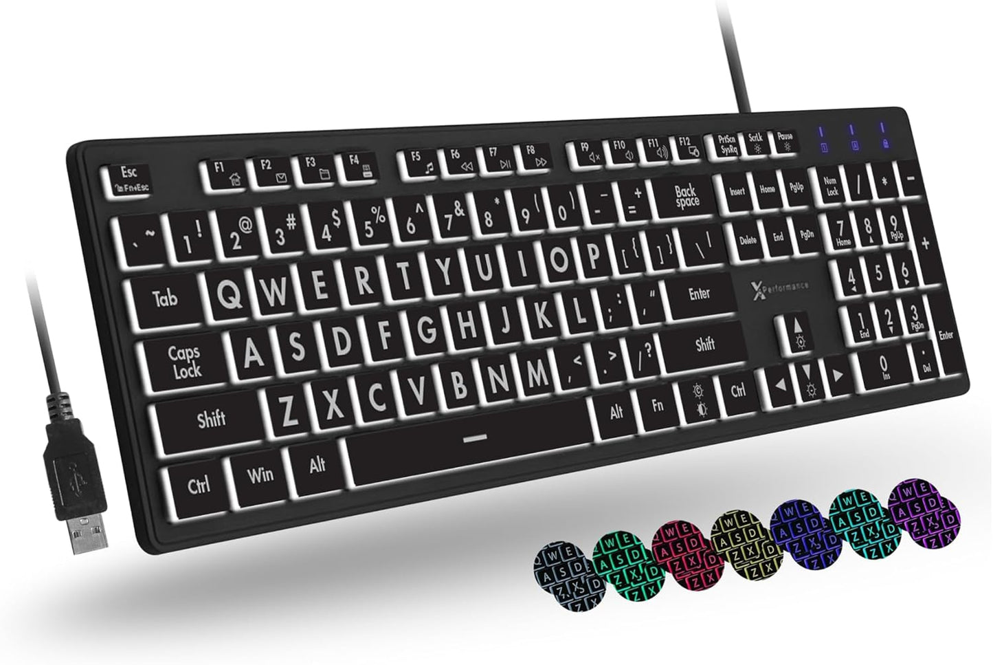 X9 Large Print Backlit Keyboard for Easy Typing and Visibility