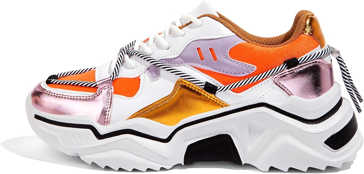 Colorful Platform Sneakers for Women - Retro Style Chunky Shoes