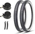 Cruiser Bike Tires Set 26x2.125 in with Tubes - Classic White Sidewall