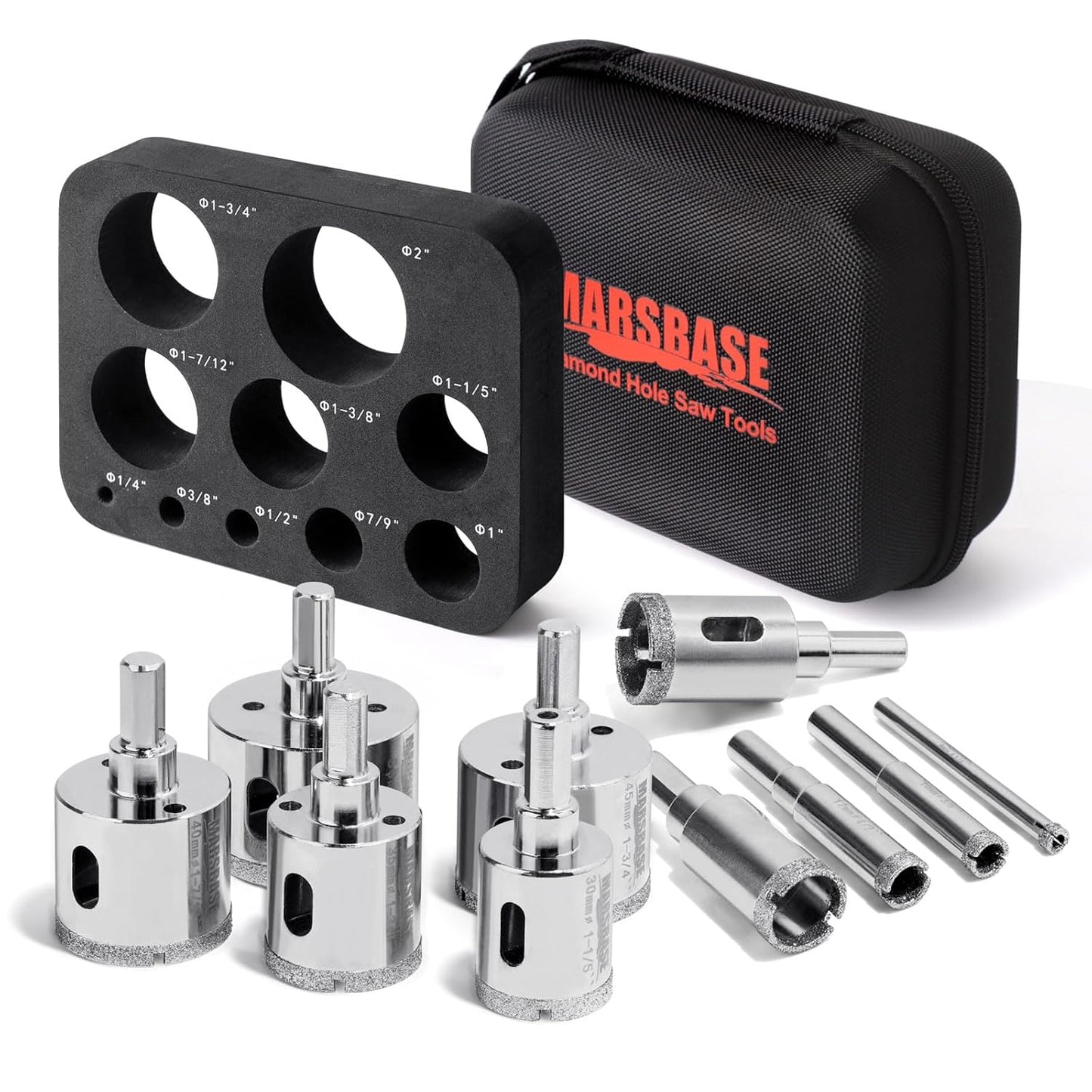 MARSBASE Diamond Hole Saw Kit - 10 PCS for Tiles and Glass