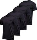 Men's Dry-Fit 4 Pack Pocket Crew Performance Athletic T-Shirts - Quick