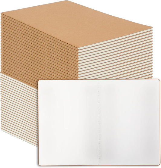 48 Pack Blank Kraft Notebooks for Creative Writing and Study