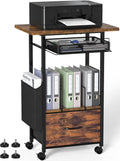Mobile 3-Tier Printer Stand with 2-Drawer File Cabinet - Wide 24 in