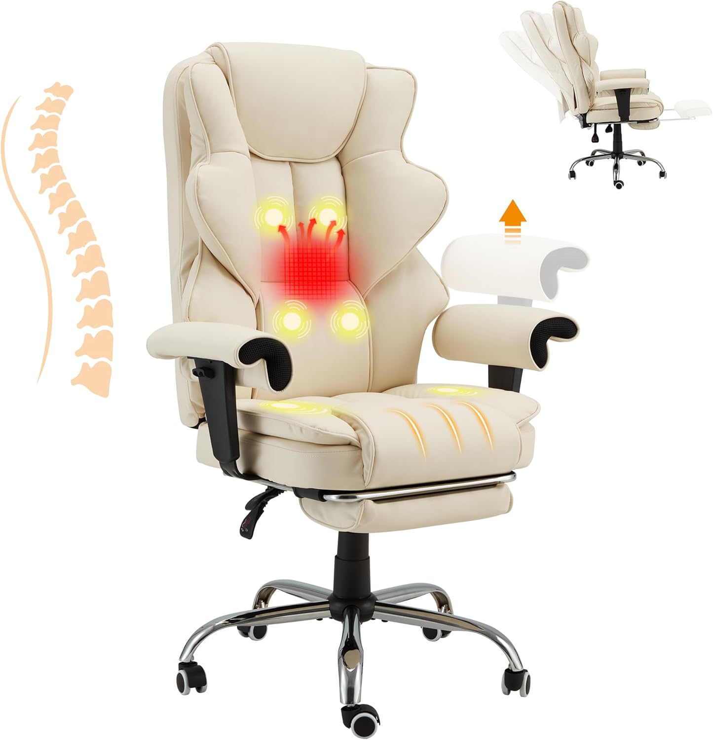 Executive Massage Office Chair with Heat & Footrest