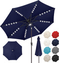 FLAME&SHADE 9 ft Patio Umbrella with Solar Lights - Night Ambience
