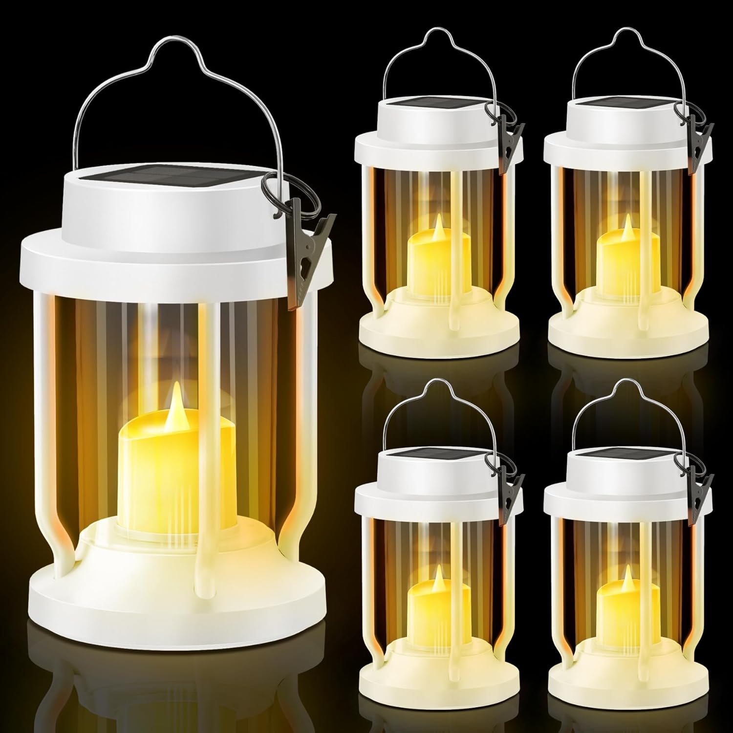 Solar Lantern Outdoor & Indoor Use with Realistic Flickering Flame