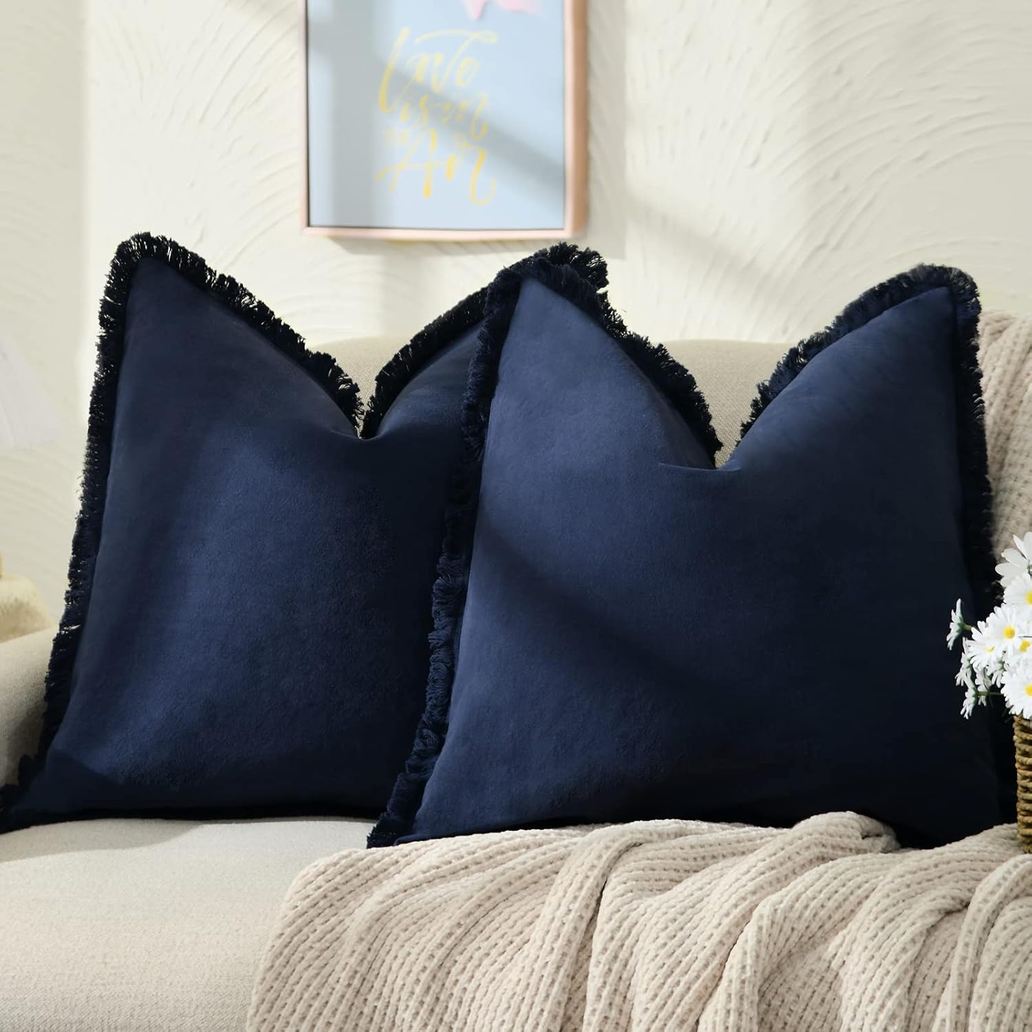 Chic Navy Throw Pillow Covers 26x26 for Cozy Home Decor