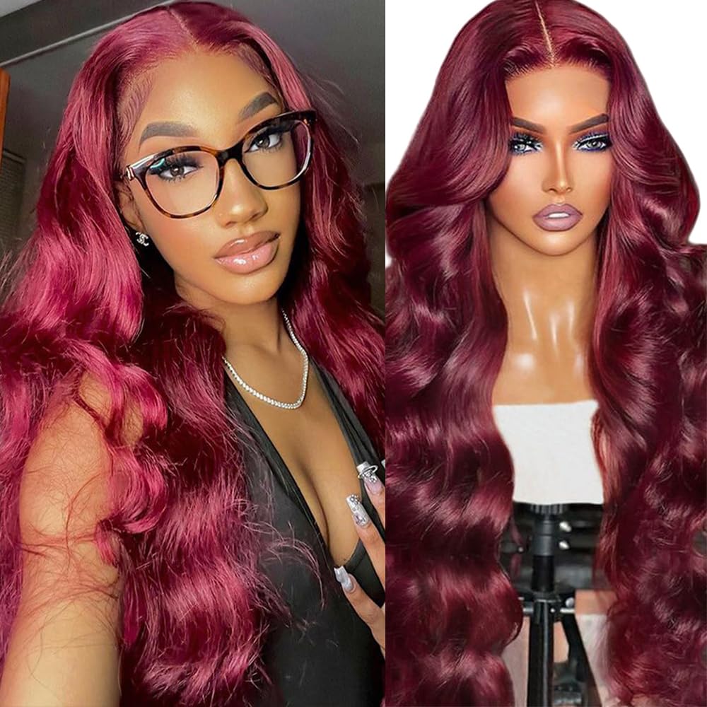 18 Inch 99J Burgundy Lace Front Wigs for Stunning Looks