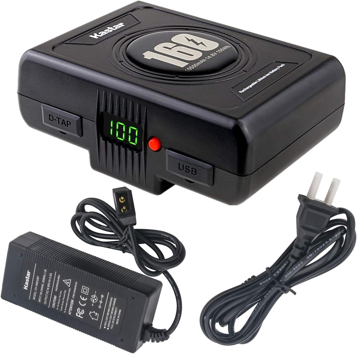 Kastar Battery and D-Tap Charger for Anton Bauer Gold Mount