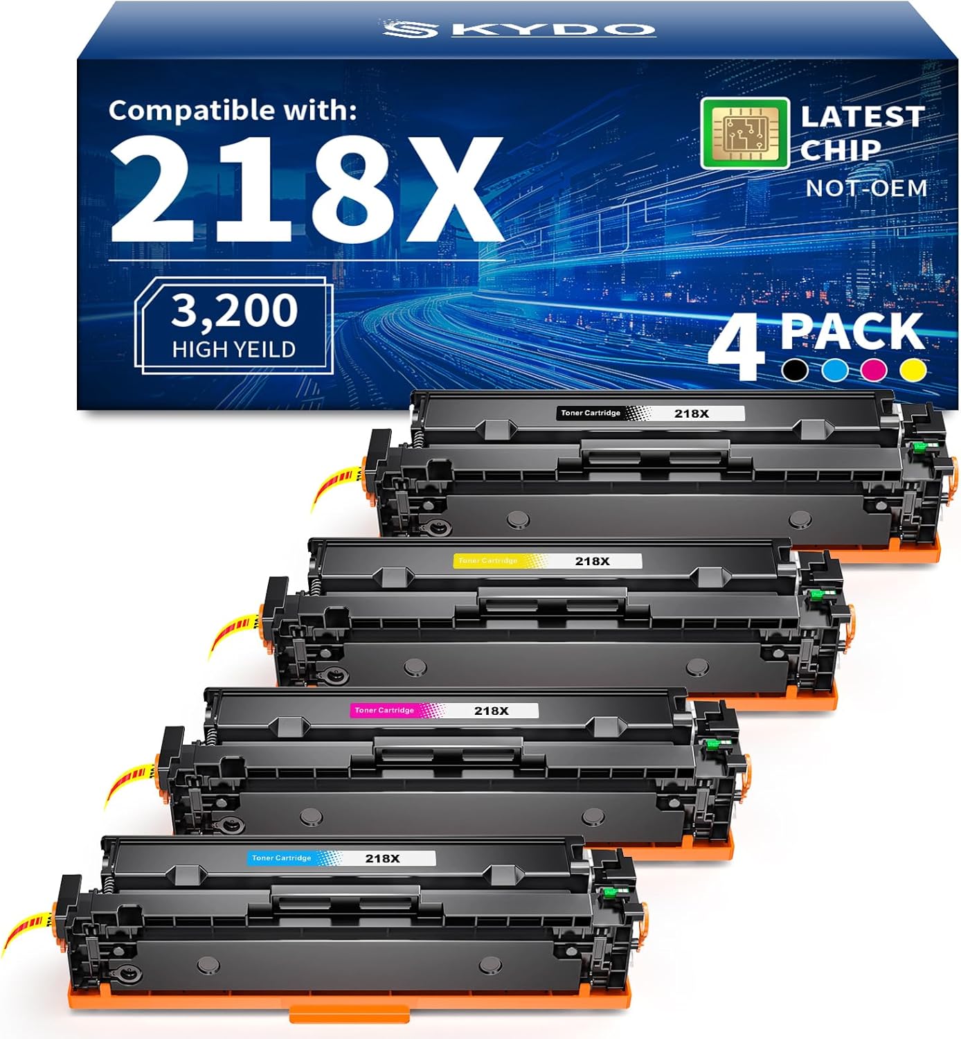 Skydo 218X Toner Cartridges 4 Pack for HP Laserjet Printers