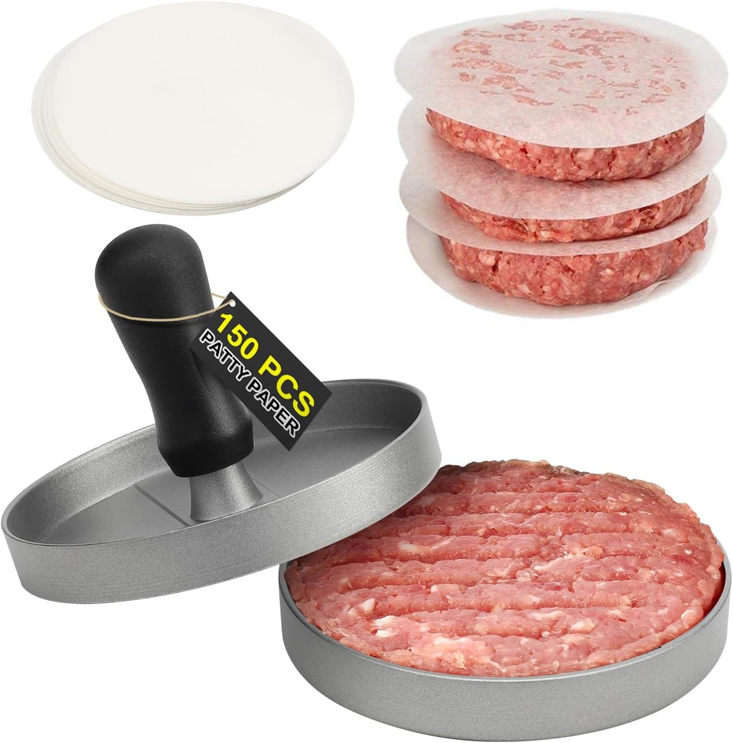 Non-Stick Burger Press with 150 Patty Papers