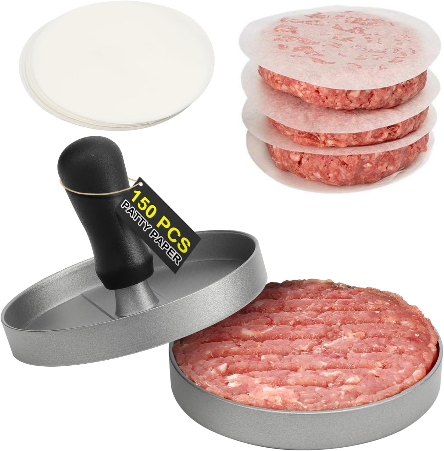 Non-Stick Burger Press with 150 Patty Papers