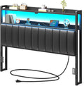 Headboard for Queen Size Bed with Storage and LED Lights - Adjustable
