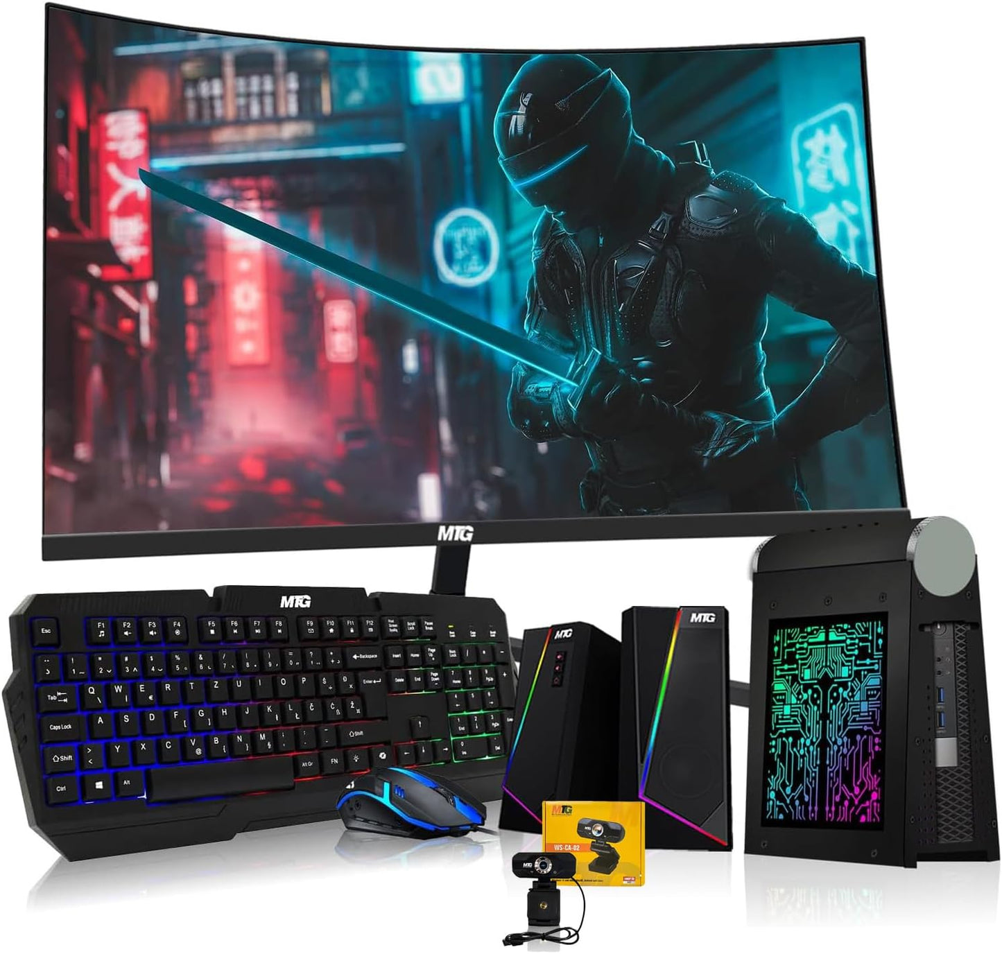 CyberCube Mini PC Bundle with 27 Inch Curved Monitor and RGB Kit
