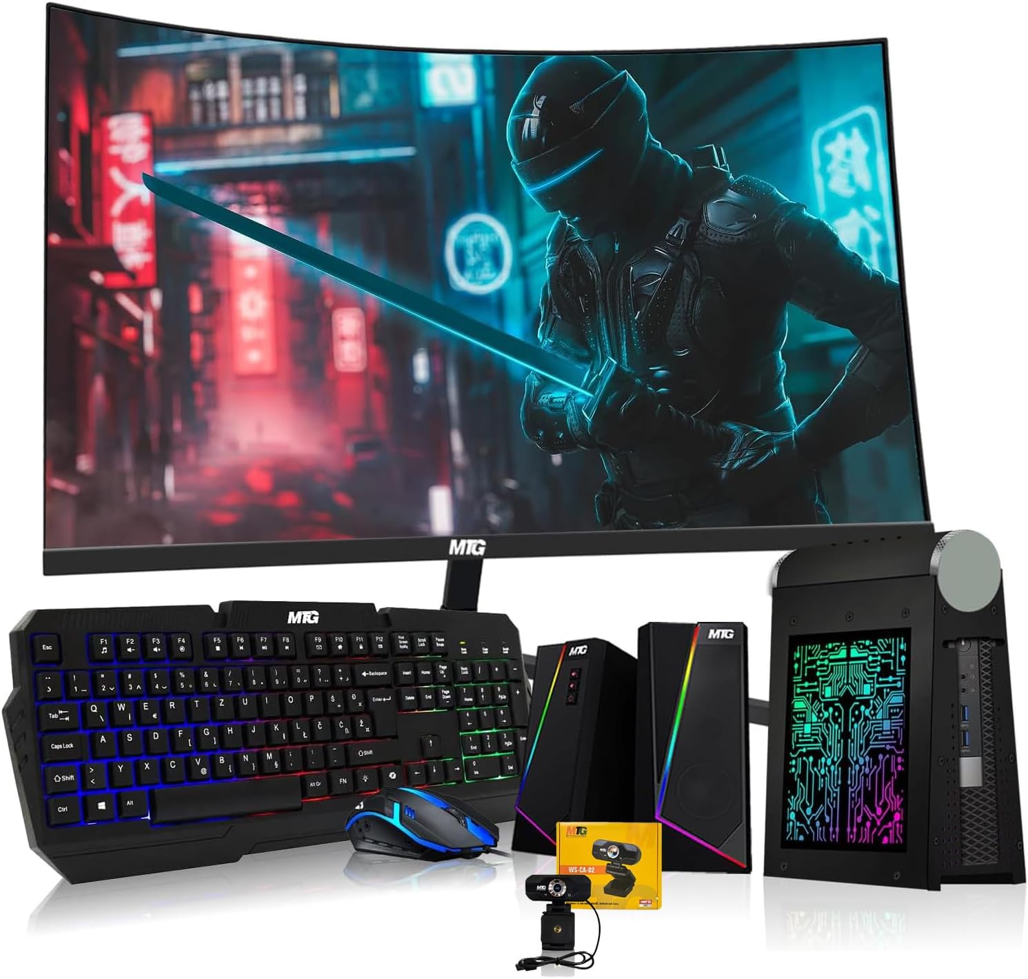 CyberCube Mini PC Bundle with 27 Inch Curved Monitor and RGB Kit
