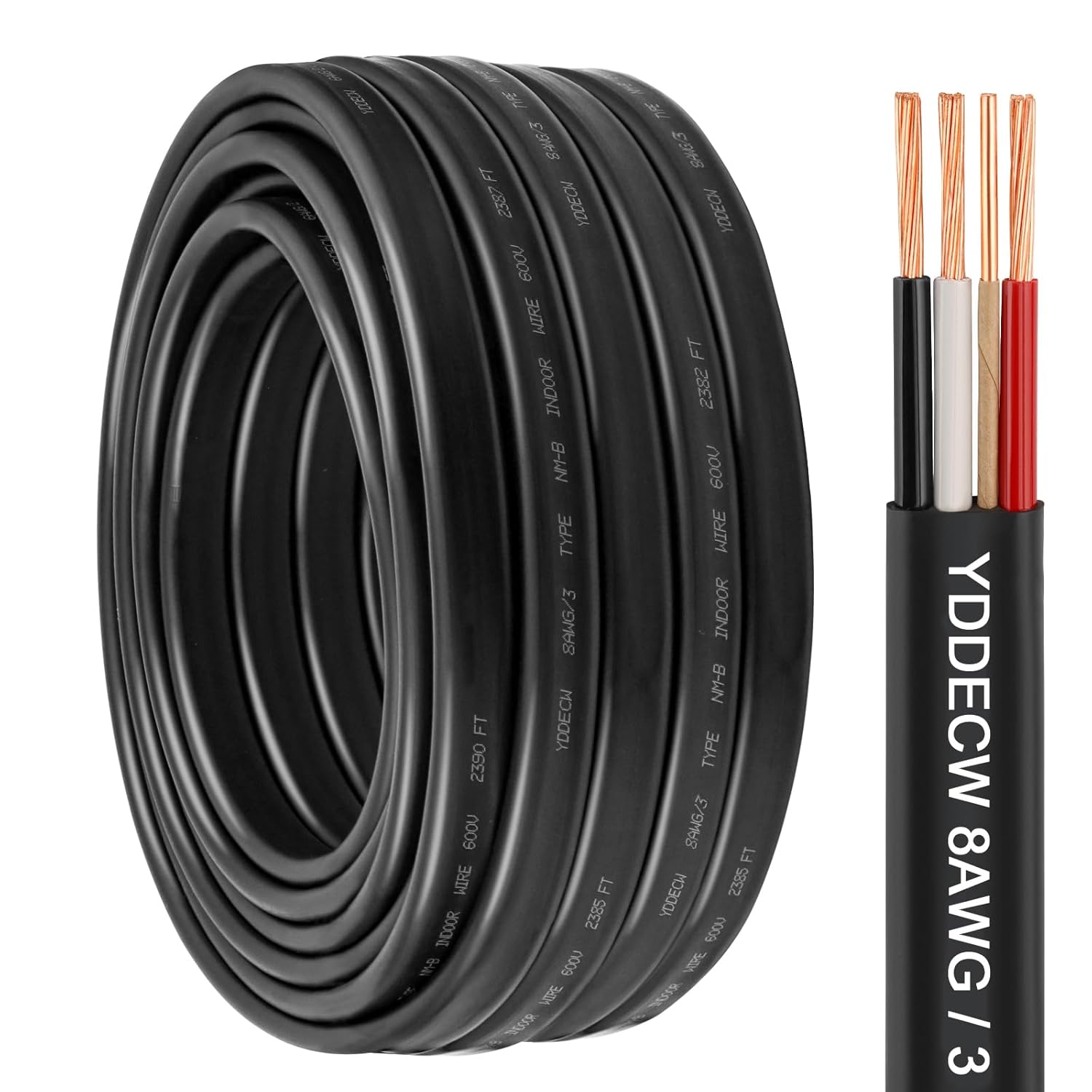 8/3 NM-B Wire with Ground - 75FT 8 Gauge Copper Cable