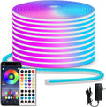 50ft RGB LED Neon Rope Lights with Remote and APP Control - Flexible