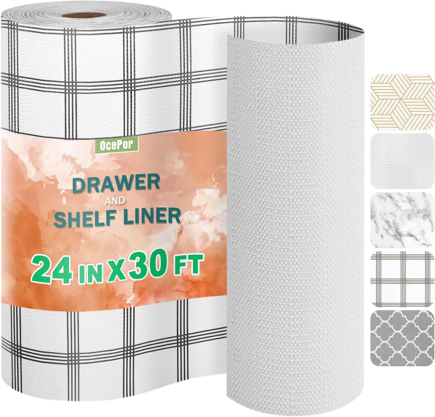 OcePor Non-Adhesive Drawer and Shelf Liner for Kitchen Use