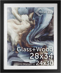 Frame Amo 28x34 Black Solid Wood Poster Frame with White Mat - Gallery