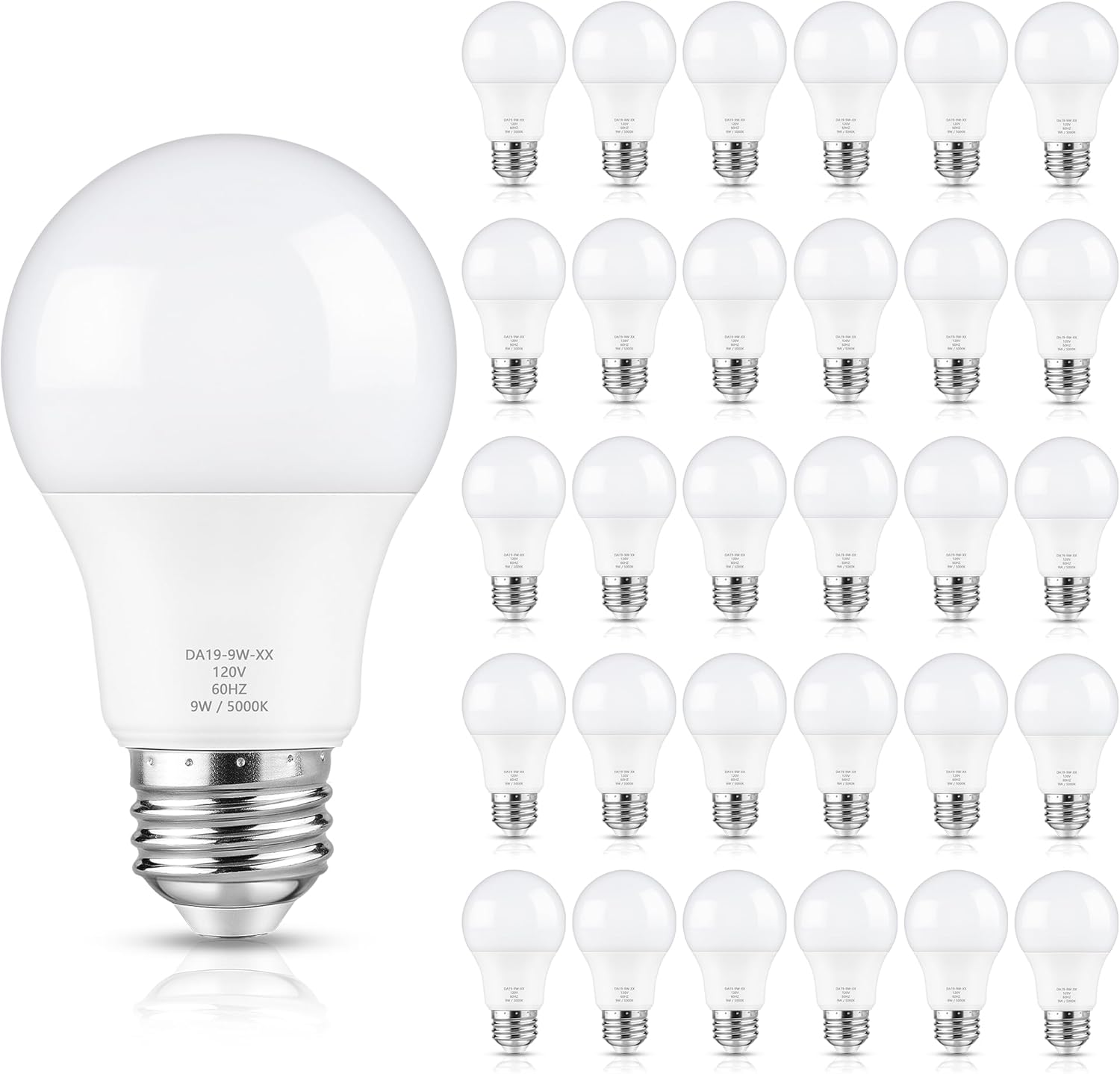 A19 LED Light Bulb Dimmable 60 Watt Equivalent 30-Pack