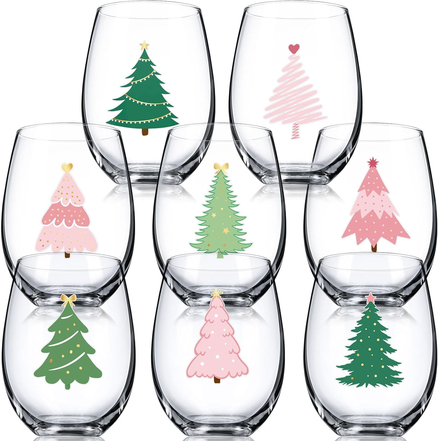 Umigy 8 Pcs Christmas Wine Glasses for Holiday Gatherings