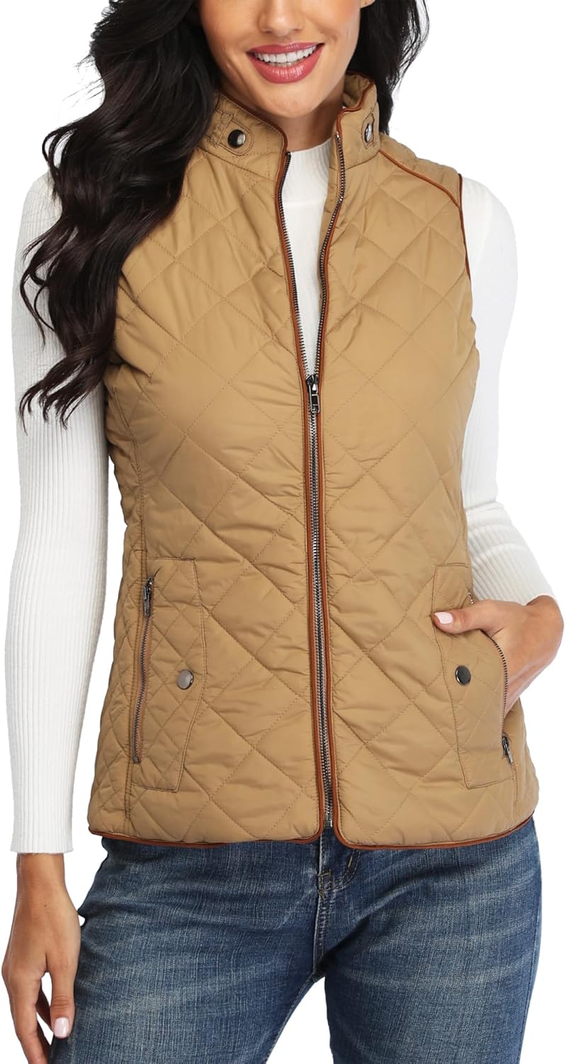 Dilgul Women's Quilted Vest: Lightweight Zip Padded Comfort