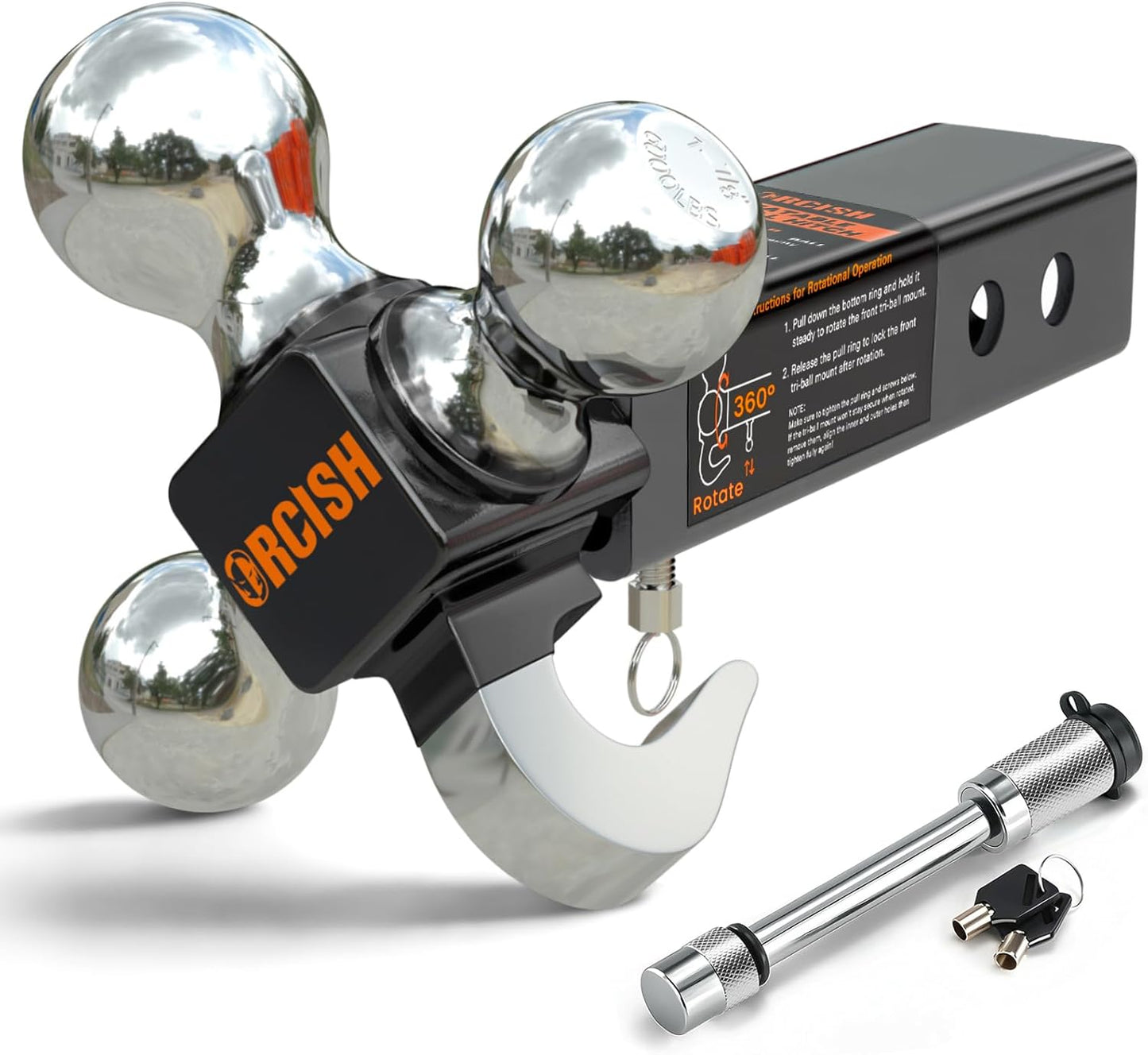 ORCISH 360 Swivel Trailer Hitch with Heavy Duty Hook & Lock