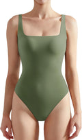 SUUKSESS Women Square Neck Thong Bodysuit - Smooth, Backless Fit