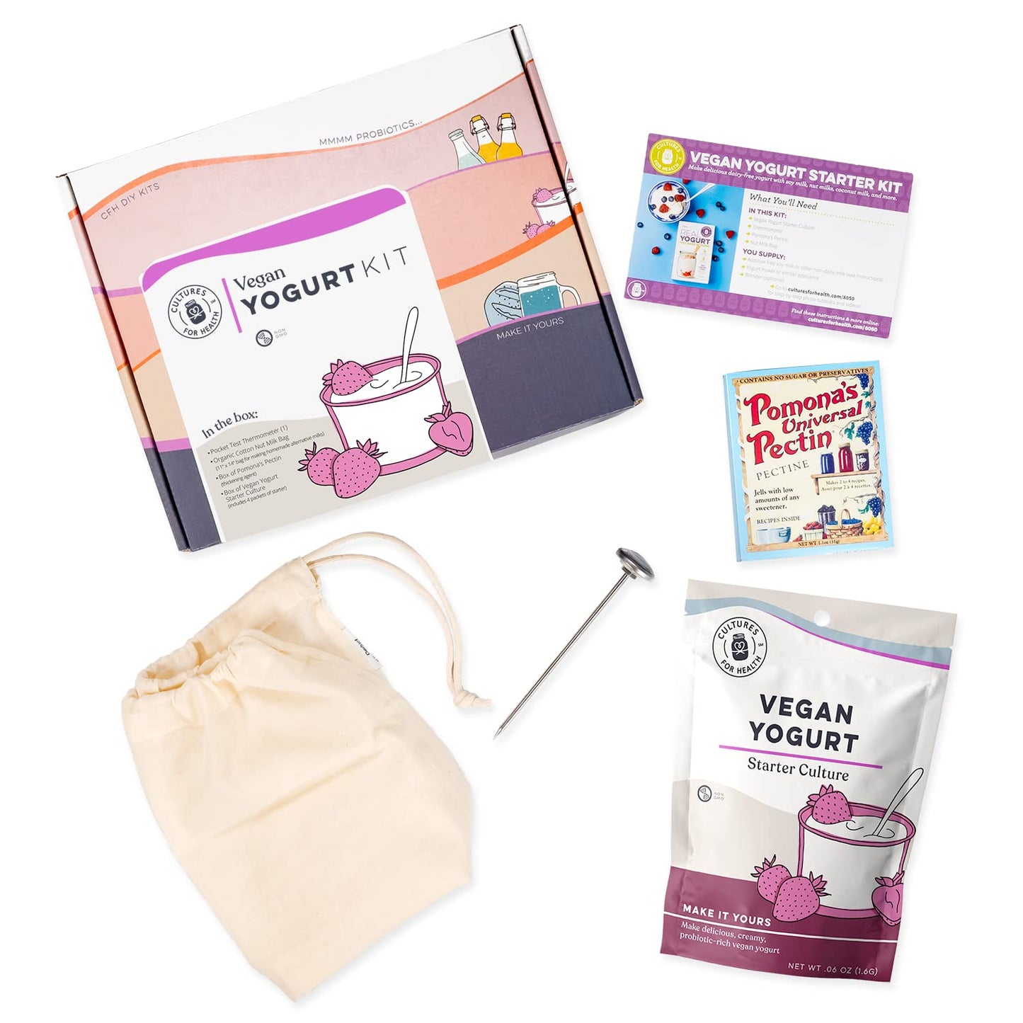 Dairy-Free Vegan Yogurt Starter Kit | 7-Piece DIY Set | Make Delicious Yogurt with Plant-Based Milk