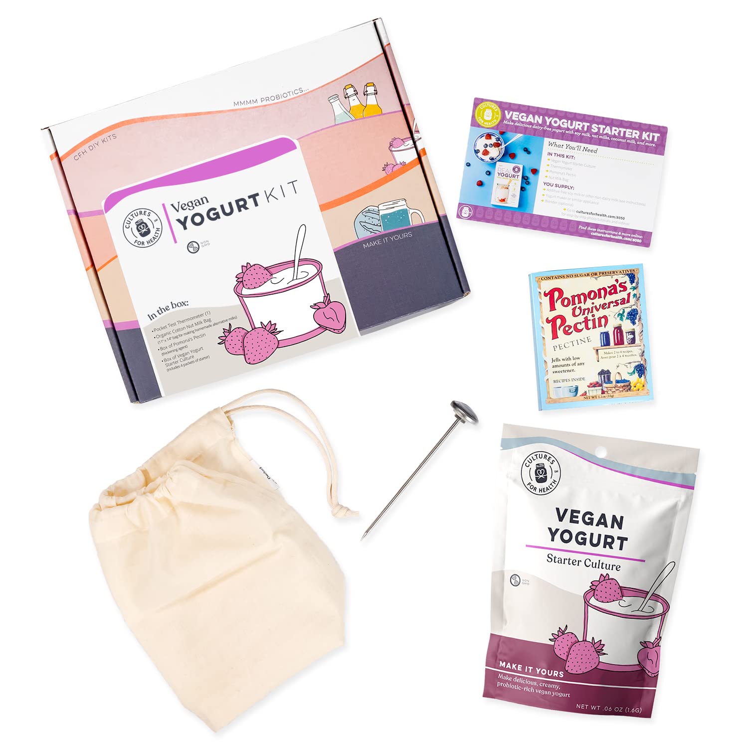 Dairy-Free Vegan Yogurt Starter Kit | 7-Piece DIY Set | Make Delicious Yogurt with Plant-Based Milk