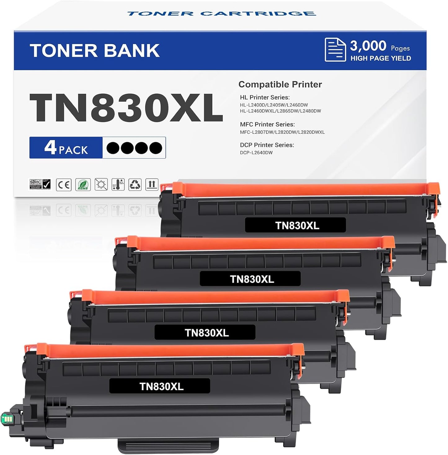 High Yield Black Toner for Brother Printers - Chip Included