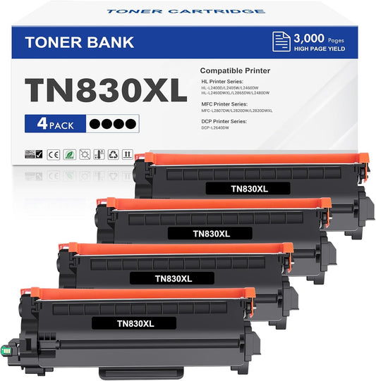 High Yield Black Toner for Brother Printers - Chip Included
