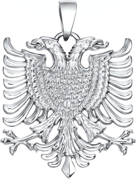 Albanian Eagle Necklace Silver Pendant for Unique Jewelry Lovers