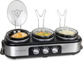 HomeCraft HCTSC15SS 3-Station 1.5-Quart Oval Slow Cooker Buffet