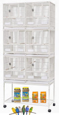 Stackable Center Divided Breeding Bird Cage (White, Triple) - Roomy