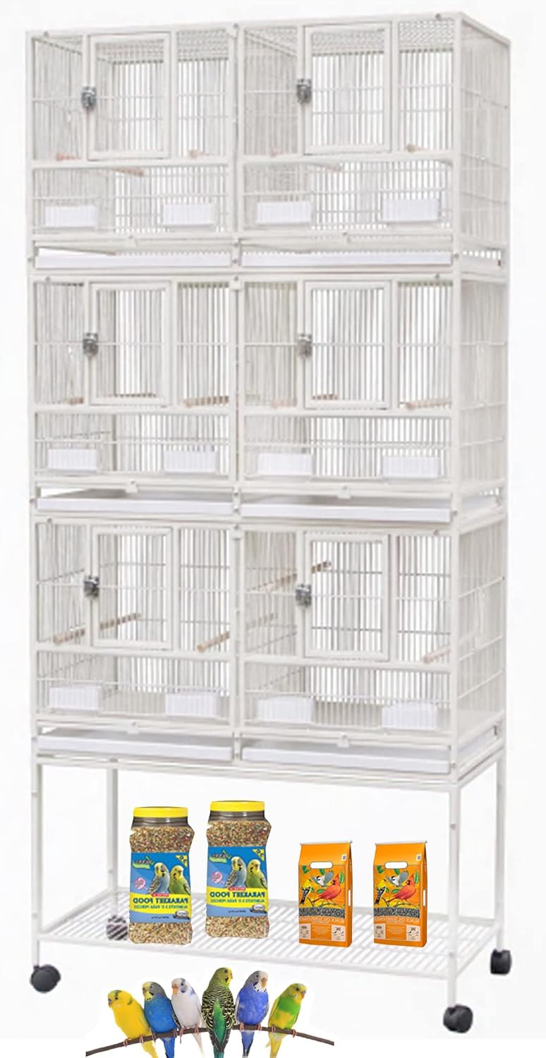 Triple Stackable Center Divided Breeder Cage for Small Birds