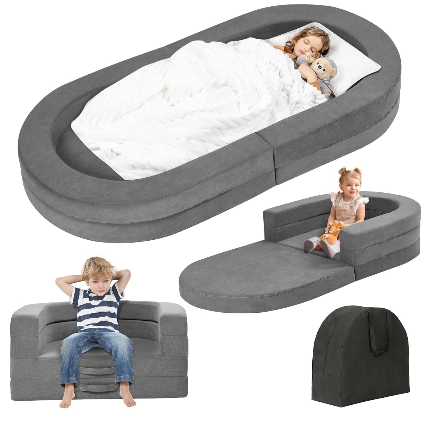 Travel Toddler Bed - 3-in-1 Portable Lounger for Kids