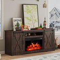 AMERLIFE Fireplace TV Stand with Sliding Barn Door for Cozy Homes