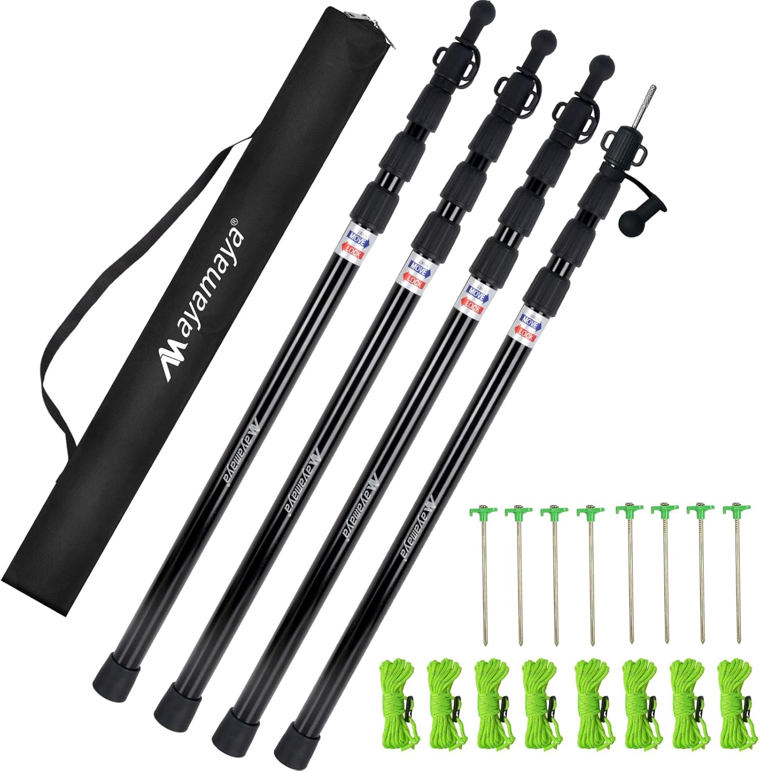 AYAMAYA Tarp Poles - Heavy Duty Aluminum Camping Tent Poles