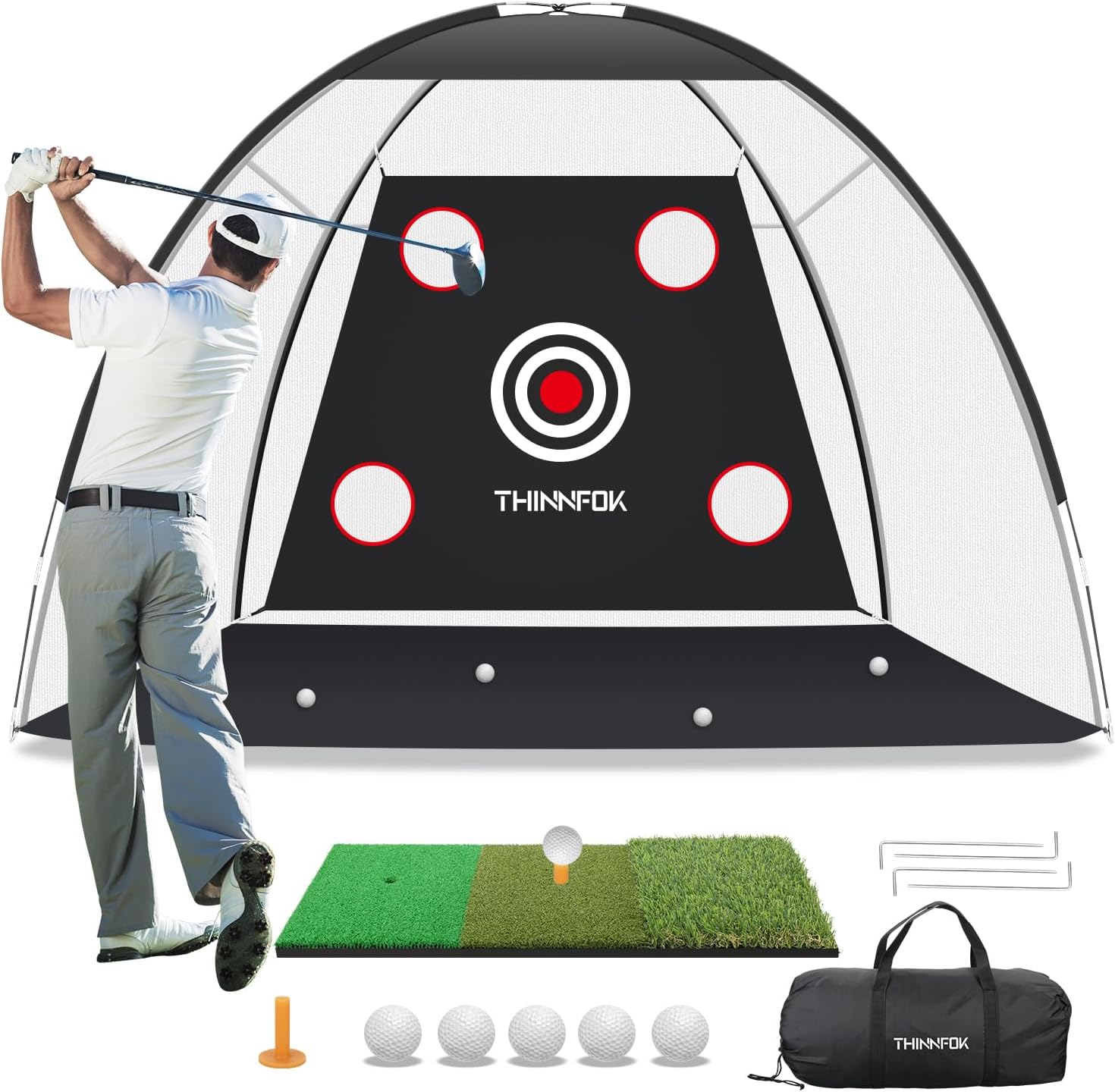 Golf Net and Mat for Backyard Training with Multi-Target Design