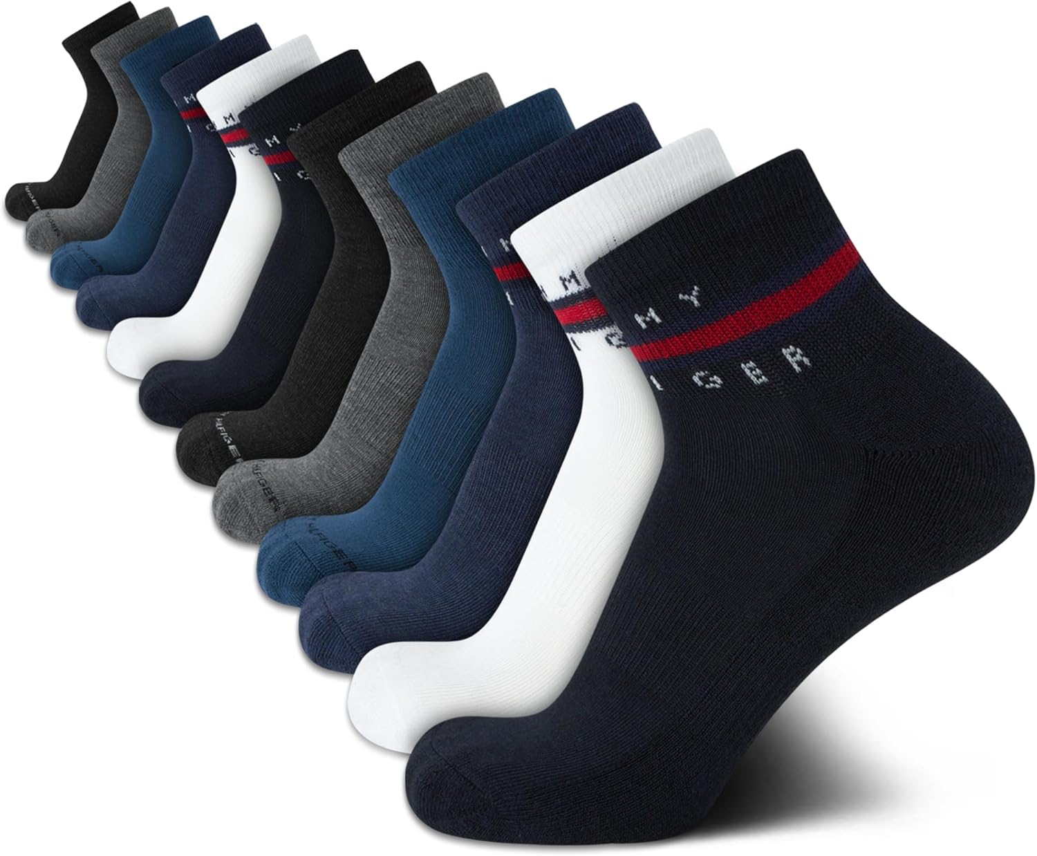 Tommy Hilfiger Men's Cushion Quarter Cut Ankle Socks 12 Pack