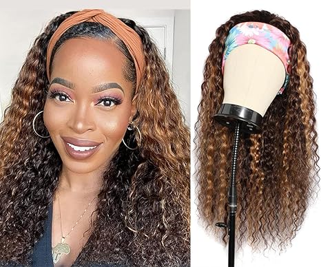 Ombre Headband Wig Human Hair Deep Wave for Black Women