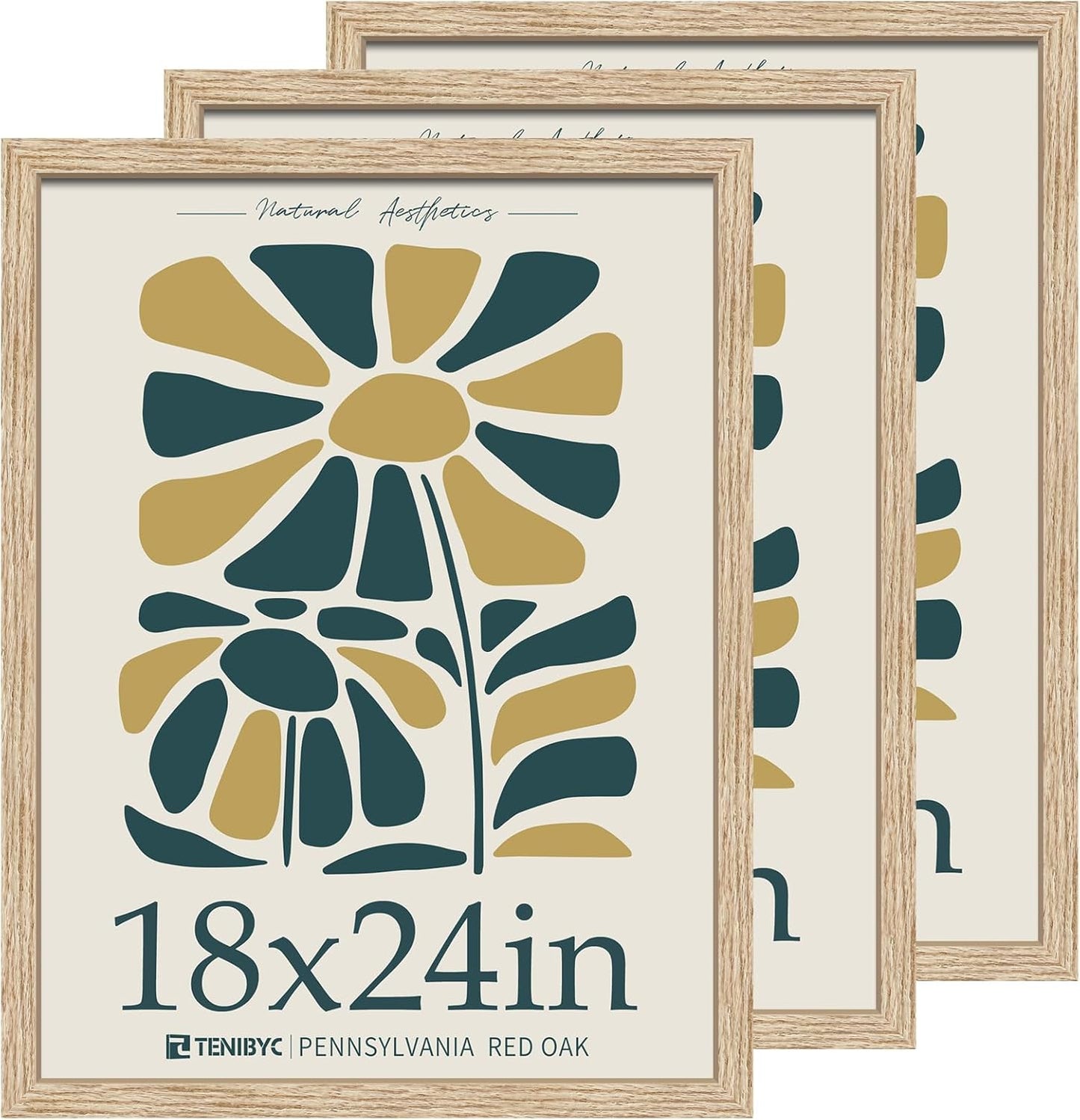18x24 Oak Wood Poster Frame 3 Pack for Stylish Displays