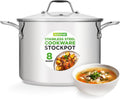 NutriChef 8-Quart Stainless Steel Stock Pot - Durable, Induction Ready