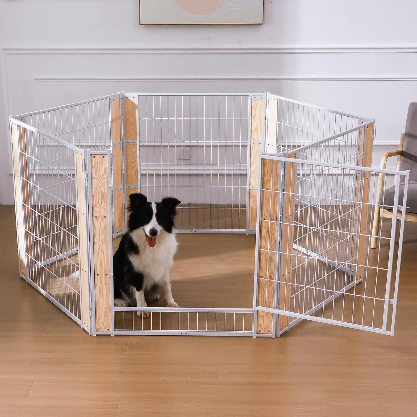Heavy Duty Dog Playpen for Indoor Outdoor Use - 35.4 Inch High