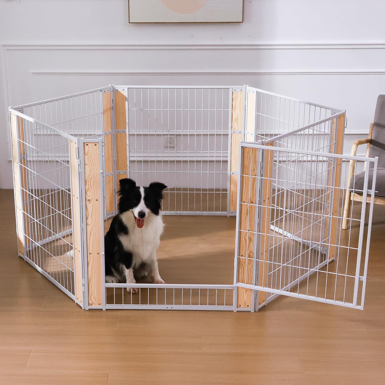 Heavy Duty Dog Playpen for Indoor Outdoor Use - 35.4 Inch High