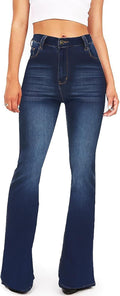 Flare Jeans for Women High Waisted Blue Bell Bottoms - Slim Fit